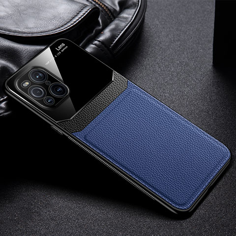 Funda Silicona Goma de Cuero Carcasa FL1 para Oppo Find X3 5G Azul