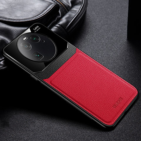 Funda Silicona Goma de Cuero Carcasa FL1 para Oppo Find X6 5G Rojo