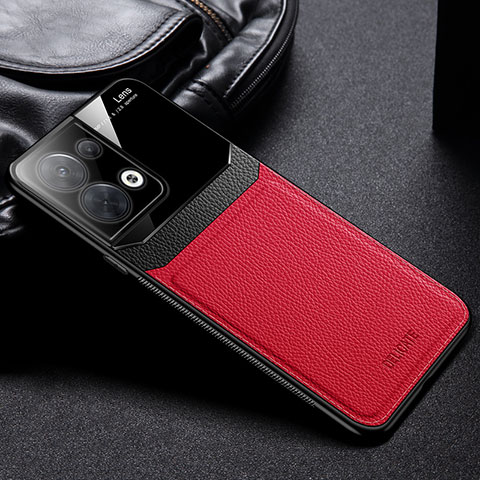 Funda Silicona Goma de Cuero Carcasa FL1 para Oppo Reno9 5G Rojo