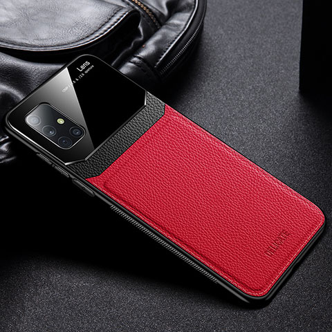 Funda Silicona Goma de Cuero Carcasa FL1 para Samsung Galaxy M51 Rojo