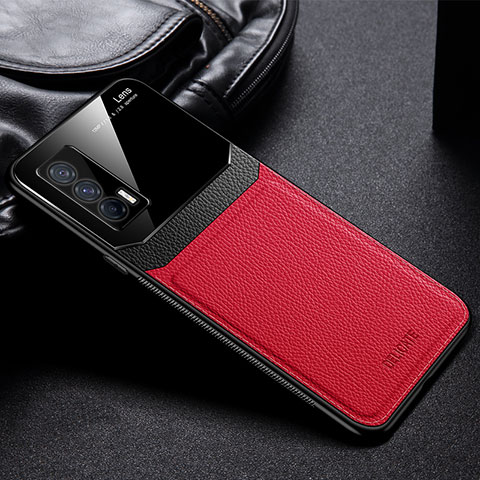 Funda Silicona Goma de Cuero Carcasa FL1 para Vivo iQOO 7 India 5G Rojo