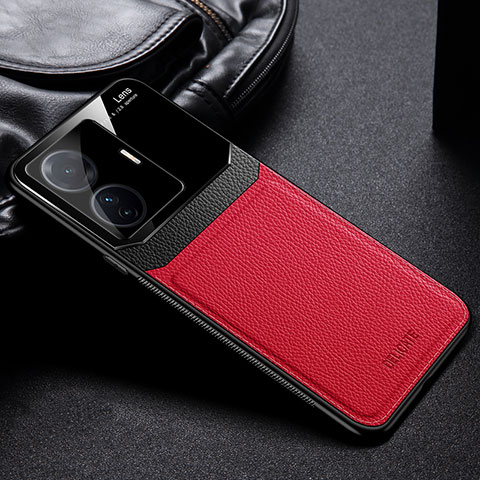 Funda Silicona Goma de Cuero Carcasa FL1 para Vivo iQOO Z6 Pro 5G Rojo