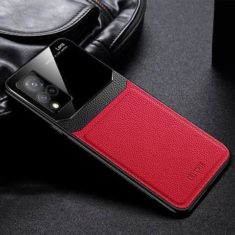 Funda Silicona Goma de Cuero Carcasa FL1 para Vivo V21s 5G Rojo