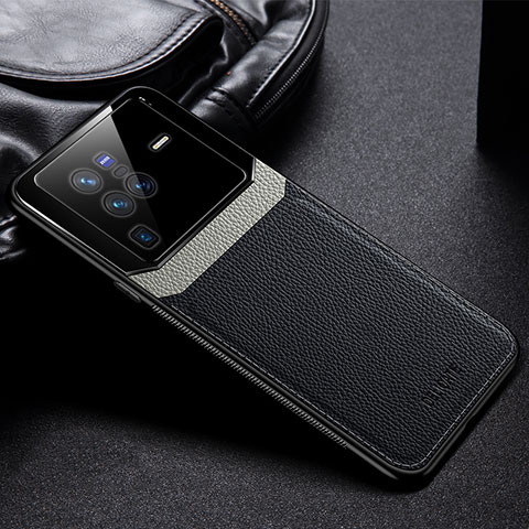 Funda Silicona Goma de Cuero Carcasa FL1 para Vivo X80 Pro 5G Negro