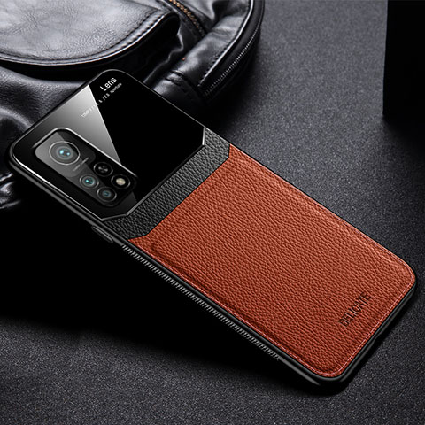 Funda Silicona Goma de Cuero Carcasa FL1 para Xiaomi Mi 10T 5G Marron