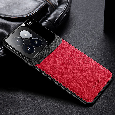 Funda Silicona Goma de Cuero Carcasa FL1 para Xiaomi Mi 14 5G Rojo