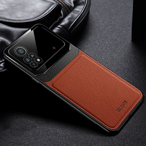 Funda Silicona Goma de Cuero Carcasa FL1 para Xiaomi Poco X4 Pro 5G Marron