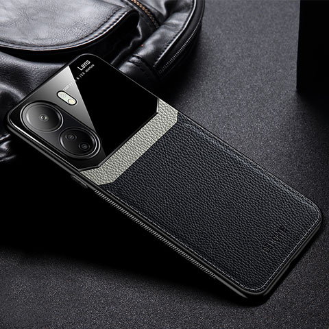 Funda Silicona Goma de Cuero Carcasa FL1 para Xiaomi Redmi 13C Negro