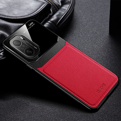 Funda Silicona Goma de Cuero Carcasa FL1 para Xiaomi Redmi K40 Pro+ Plus 5G Rojo