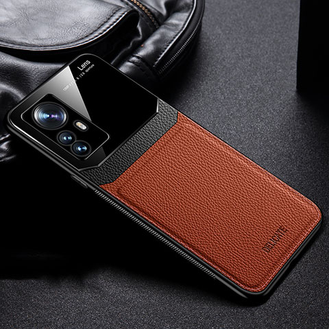 Funda Silicona Goma de Cuero Carcasa FL1 para Xiaomi Redmi K50 Ultra 5G Marron