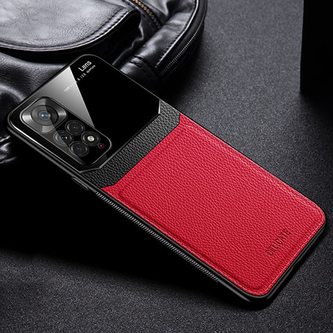 Funda Silicona Goma de Cuero Carcasa FL1 para Xiaomi Redmi Note 11 Pro 4G Rojo
