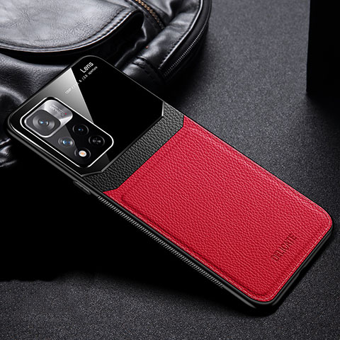 Funda Silicona Goma de Cuero Carcasa FL1 para Xiaomi Redmi Note 11T 5G Rojo