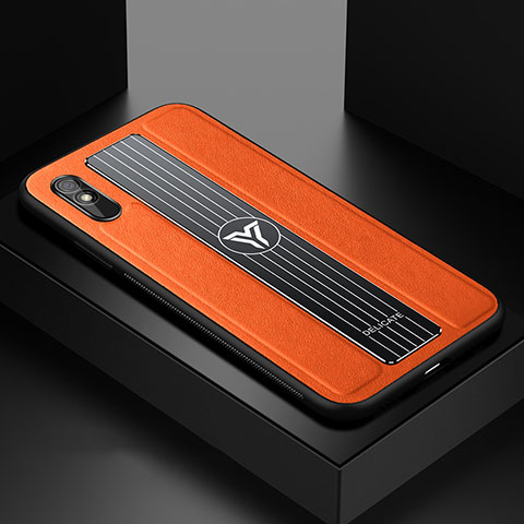 Funda Silicona Goma de Cuero Carcasa FL2 para Xiaomi Redmi 9i Naranja