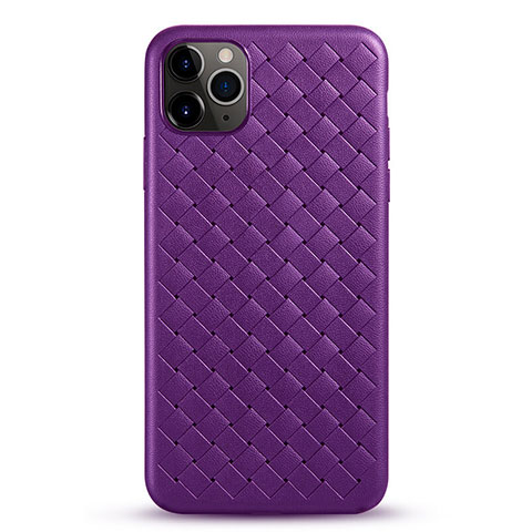 Funda Silicona Goma de Cuero Carcasa G01 para Apple iPhone 11 Pro Max Morado