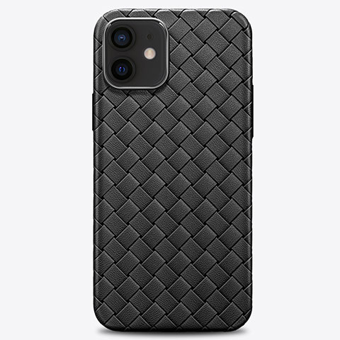 Funda Silicona Goma de Cuero Carcasa H01 para Apple iPhone 12 Mini Negro