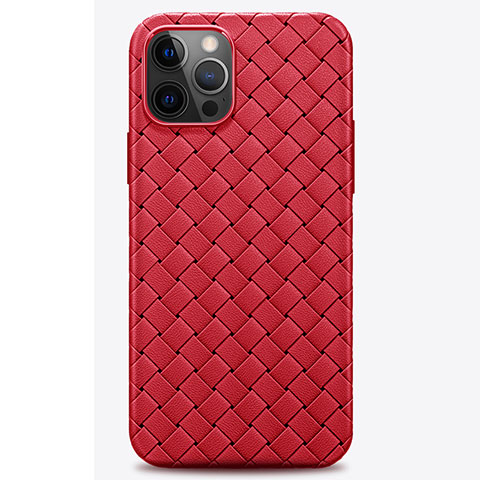 Funda Silicona Goma de Cuero Carcasa H01 para Apple iPhone 12 Pro Max Rojo