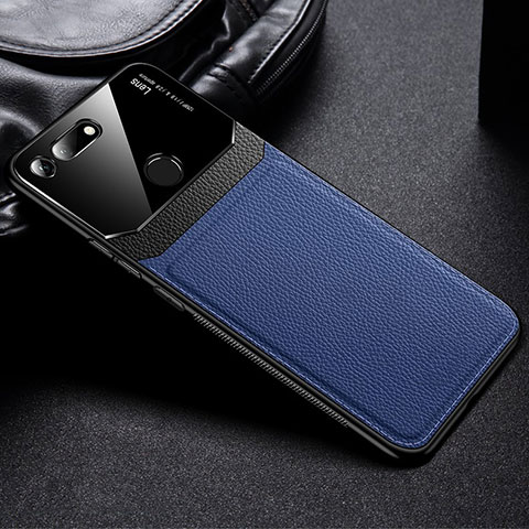 Funda Silicona Goma de Cuero Carcasa H01 para Huawei Honor V20 Azul