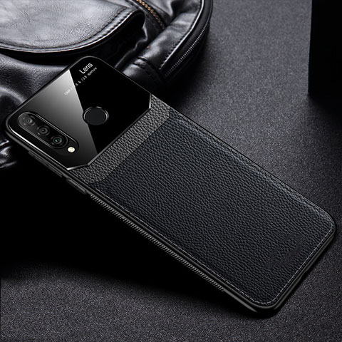 Funda Silicona Goma de Cuero Carcasa H01 para Huawei Nova 4e Negro