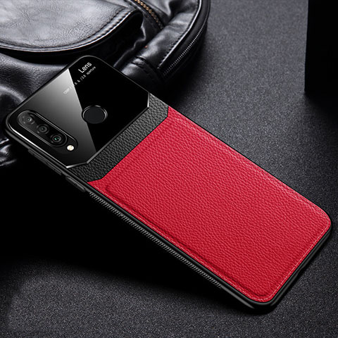 Funda Silicona Goma de Cuero Carcasa H01 para Huawei Nova 4e Rojo