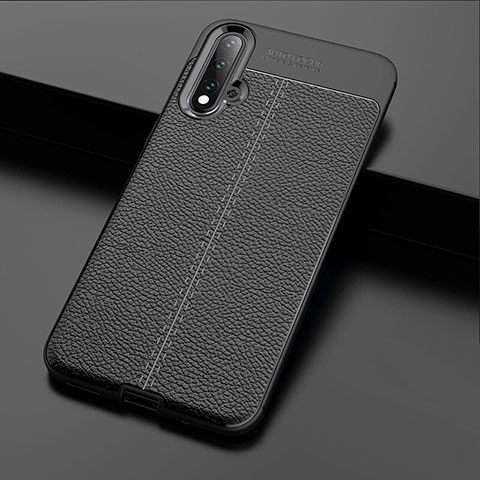 Funda Silicona Goma de Cuero Carcasa H01 para Huawei Nova 5 Negro