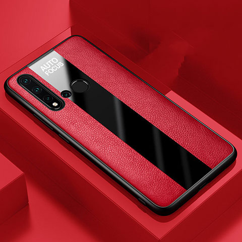 Funda Silicona Goma de Cuero Carcasa H01 para Huawei P20 Lite (2019) Rojo