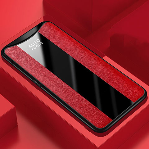 Funda Silicona Goma de Cuero Carcasa H01 para Oppo Find X Super Flash Edition Rojo