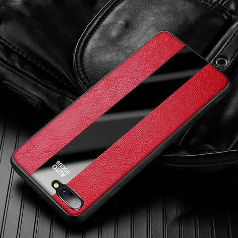 Funda Silicona Goma de Cuero Carcasa H01 para Oppo R15X Rojo