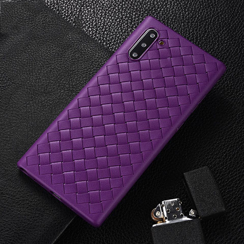 Funda Silicona Goma de Cuero Carcasa H01 para Samsung Galaxy Note 10 5G Morado