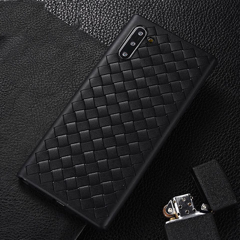 Funda Silicona Goma de Cuero Carcasa H01 para Samsung Galaxy Note 10 5G Negro