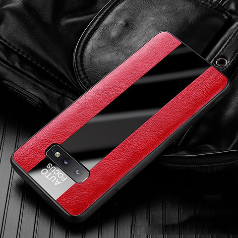 Funda Silicona Goma de Cuero Carcasa H01 para Samsung Galaxy S10e Rojo