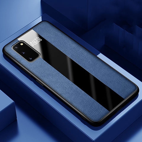 Funda Silicona Goma de Cuero Carcasa H01 para Samsung Galaxy S20 Azul