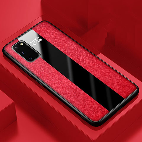 Funda Silicona Goma de Cuero Carcasa H01 para Samsung Galaxy S20 Rojo