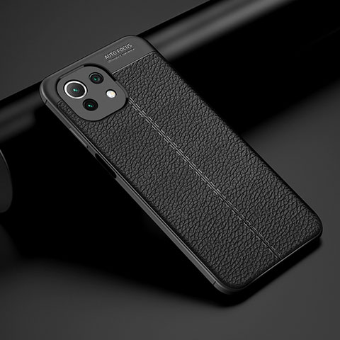 Funda Silicona Goma de Cuero Carcasa H01 para Xiaomi Mi 11 Lite 5G NE Negro