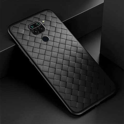 Funda Silicona Goma de Cuero Carcasa H01 para Xiaomi Redmi Note 9 Negro