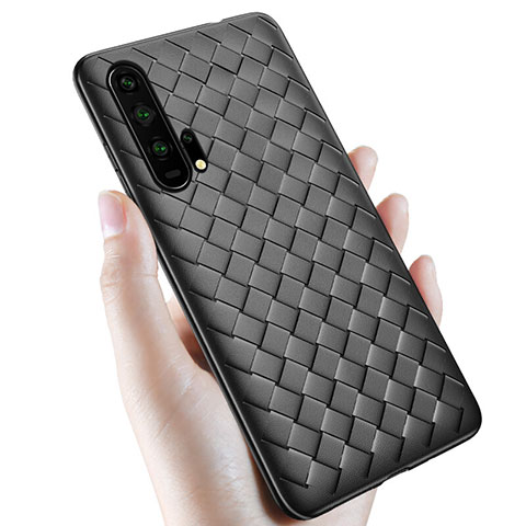 Funda Silicona Goma de Cuero Carcasa H02 para Huawei Honor 20 Pro Negro