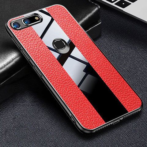 Funda Silicona Goma de Cuero Carcasa H02 para Huawei Honor V20 Rojo