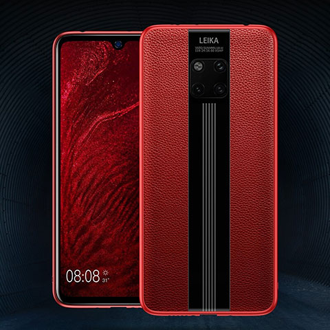 Funda Silicona Goma de Cuero Carcasa H02 para Huawei Mate 20 Pro Rojo