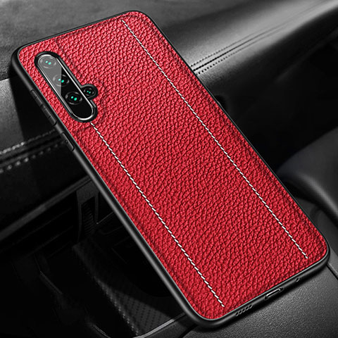 Funda Silicona Goma de Cuero Carcasa H02 para Huawei Nova 5T Rojo