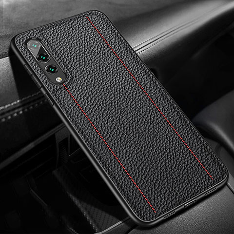 Funda Silicona Goma de Cuero Carcasa H02 para Huawei P20 Pro Negro