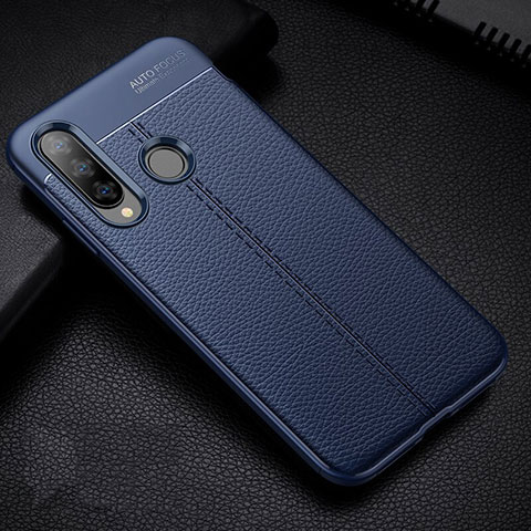 Funda Silicona Goma de Cuero Carcasa H02 para Huawei P30 Lite XL Azul