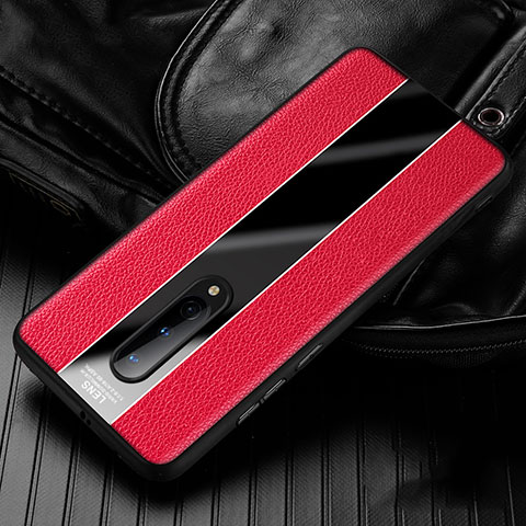 Funda Silicona Goma de Cuero Carcasa H02 para OnePlus 8 Rojo