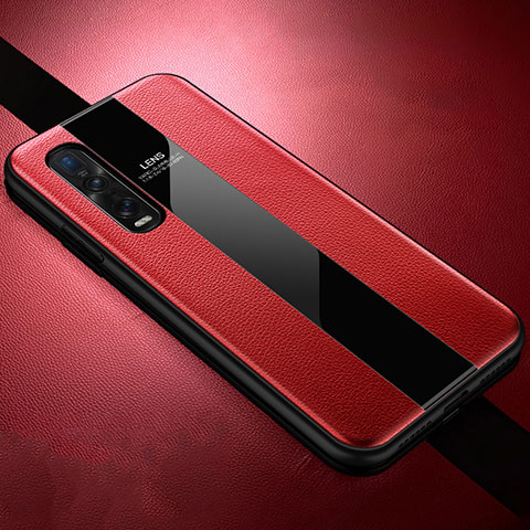 Funda Silicona Goma de Cuero Carcasa H02 para Oppo Find X2 Pro Rojo