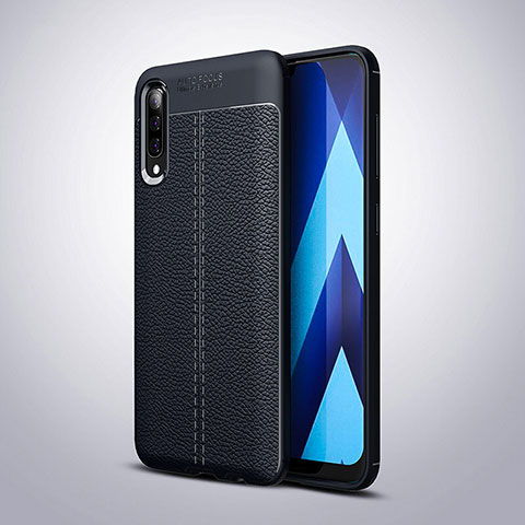 Funda Silicona Goma de Cuero Carcasa H02 para Samsung Galaxy A70 Azul