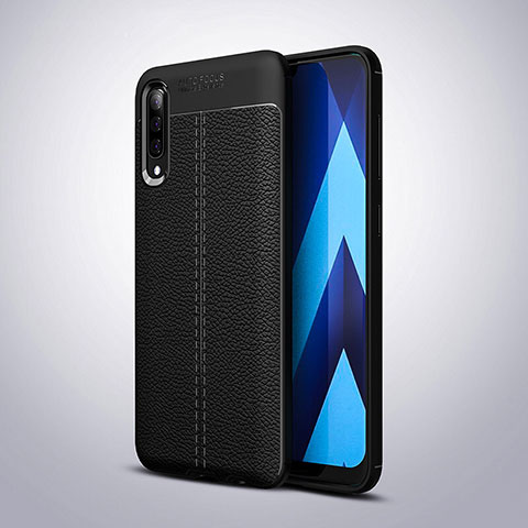 Funda Silicona Goma de Cuero Carcasa H02 para Samsung Galaxy A70 Negro