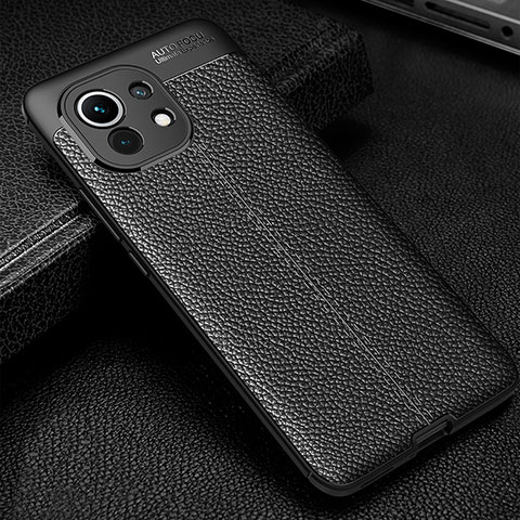 Funda Silicona Goma de Cuero Carcasa H02 para Xiaomi Mi 11 5G Negro