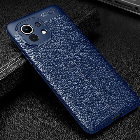 Funda Silicona Goma de Cuero Carcasa H02 para Xiaomi Mi 11 Lite 5G Azul