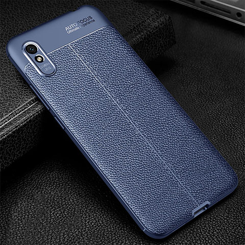 Funda Silicona Goma de Cuero Carcasa H02 para Xiaomi Redmi 9A Azul