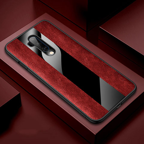 Funda Silicona Goma de Cuero Carcasa H03 para OnePlus 7T Pro Rojo