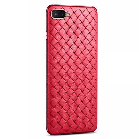 Funda Silicona Goma de Cuero Carcasa H03 para Oppo K1 Rojo