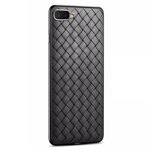 Funda Silicona Goma de Cuero Carcasa H03 para Oppo R15X Negro